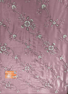 Dusty Lavender Organza Embroidered Fabric