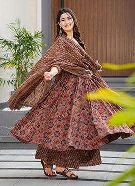 Mauve Muslin Digital Print Palazzo Suit