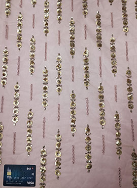 Mauve Net Sequins Embroidered Fabric
