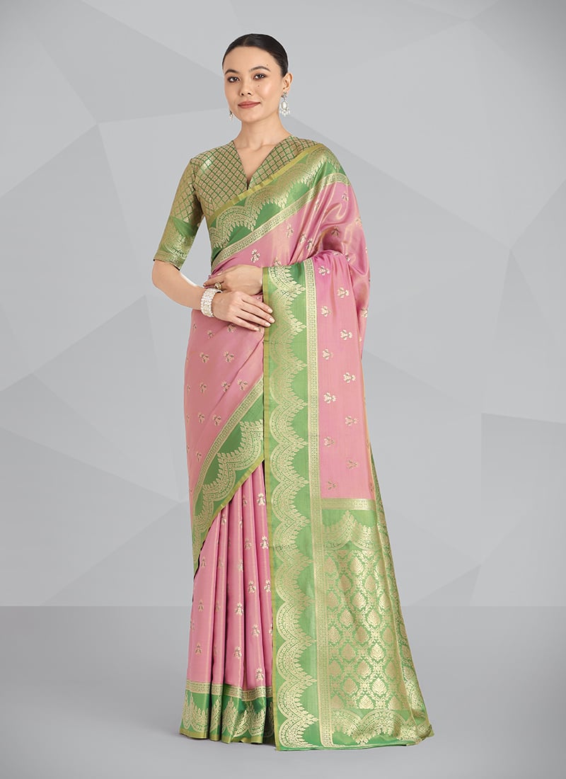 Mauve Tissue Banarasi Silk Zari Woven Saree