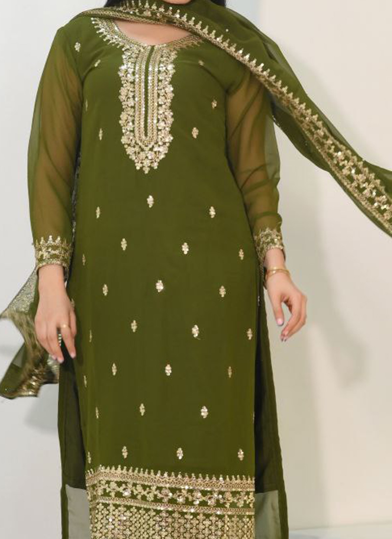 Mehendi Georgette Palazzo Straight main image 1