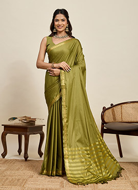 Mehendi Green Silk Zari Woven Saree