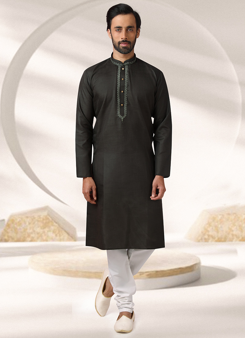 Mehndi Green Handloom Cotton Kurta Pyjama