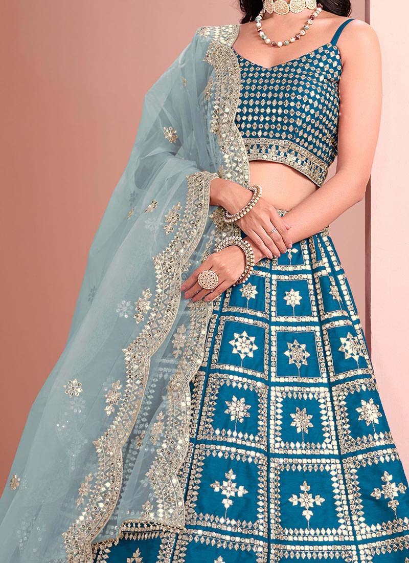 turquoise silk lehenga set