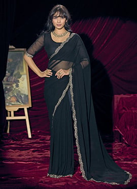 Midnight Blue Georgette Stone Work Saree