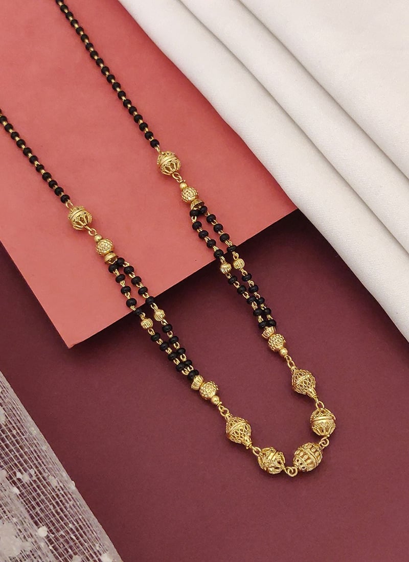 Minimal Gold Beads Mangalsutra Festive Wear