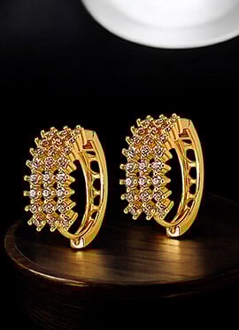 Minimal Gold Plated Stones Hoops