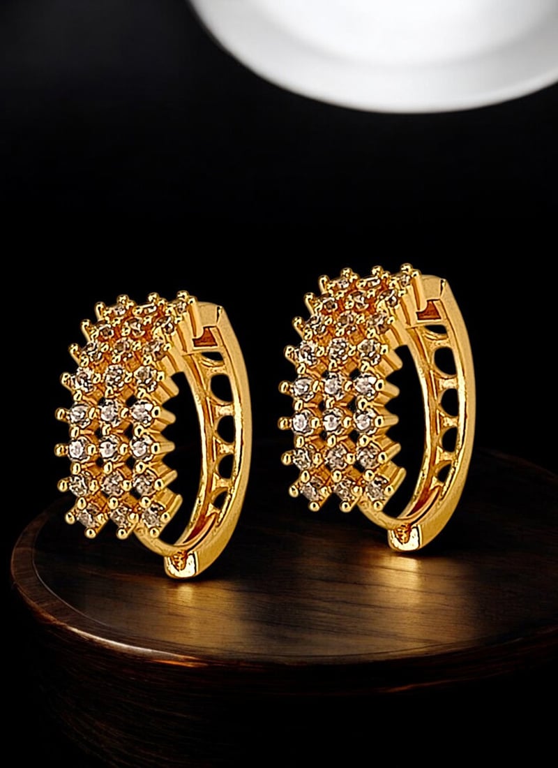 Minimal Gold Plated Stones Hoops Festive Wear