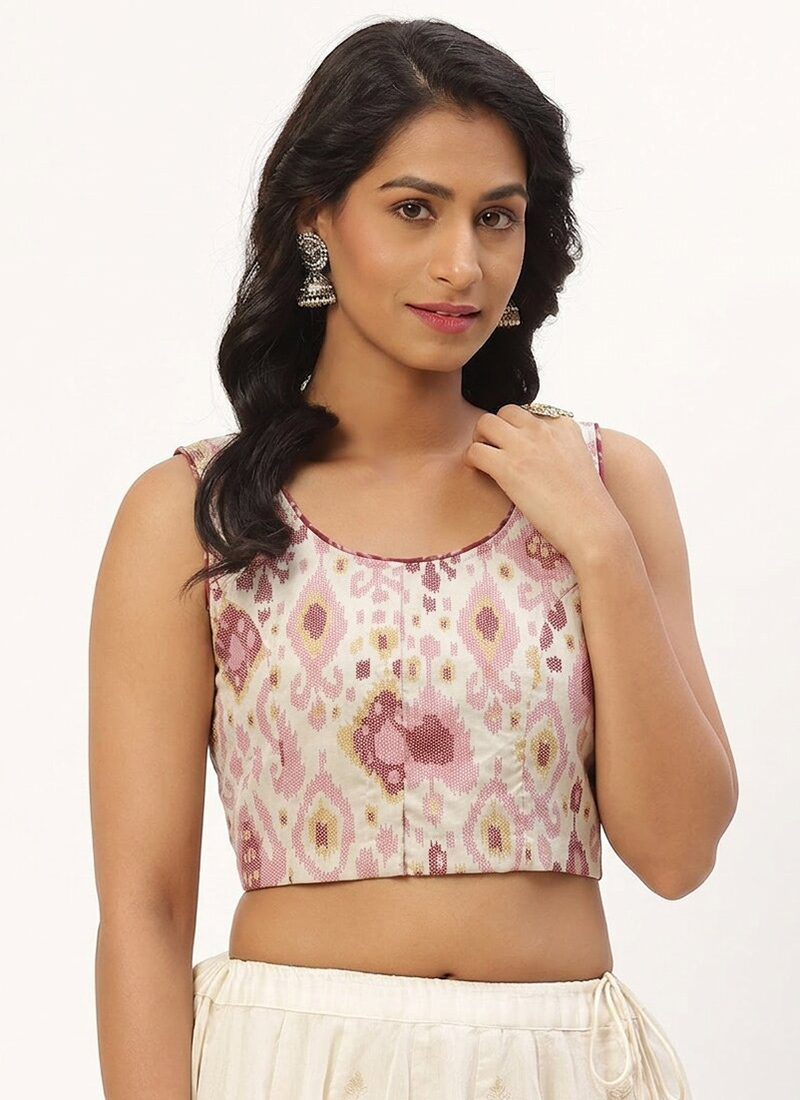 Minimal White Cotton Printed Blouse   After Six Wear