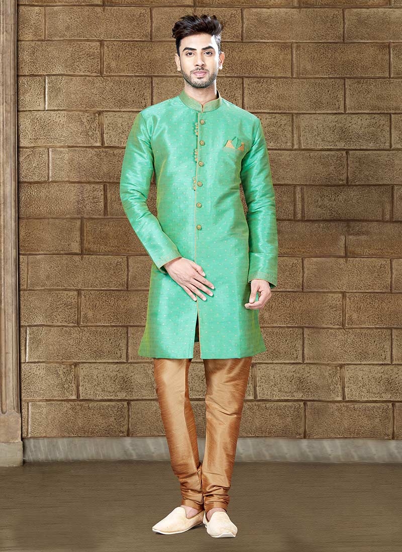 mint green sherwani