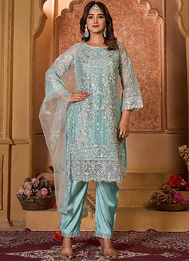 Mint Green Sequins Embroidered Pakistani Suit