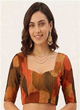 Mocha Rust Brown Georgette Stretchable Blouse
