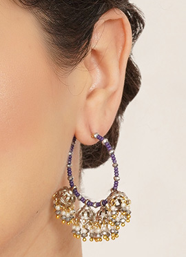 Modern Blue Beads Hoops
