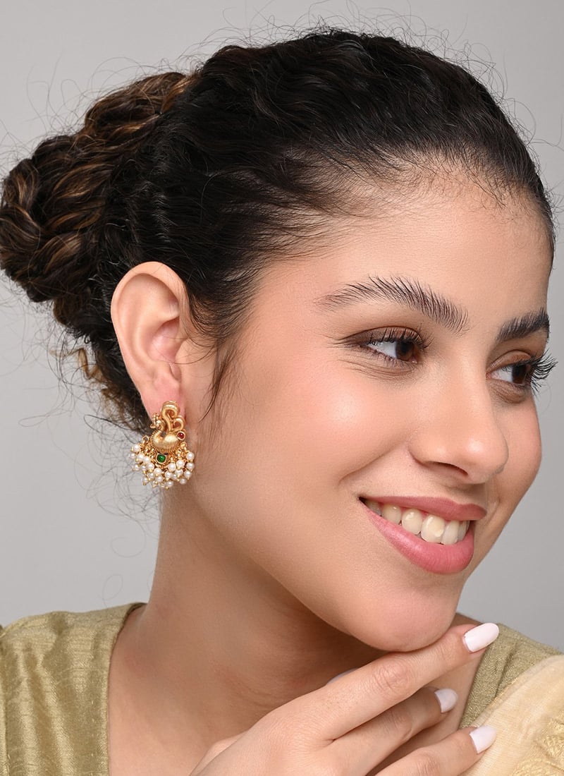 Modern Gold Pearl Stone Studs After Six Wear