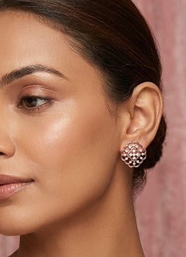 Modern Rose Gold 925 Sterling Silver Moissanite Accent Stud Earrings