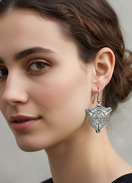 Modern Silver Oxidised Drop