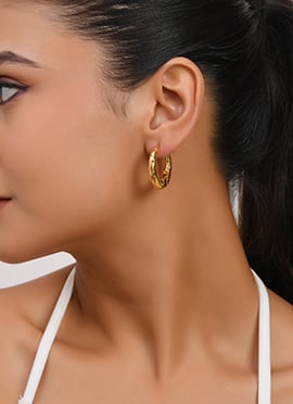 Moon Star Engraved Gold Plated Hoop Earrings