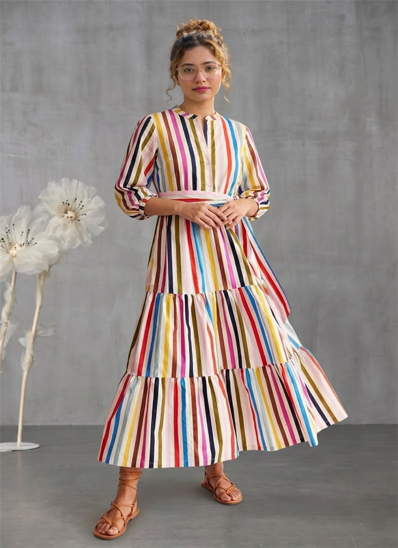 Multi Color Muslin Tiered Maxi Dress After Six Wear