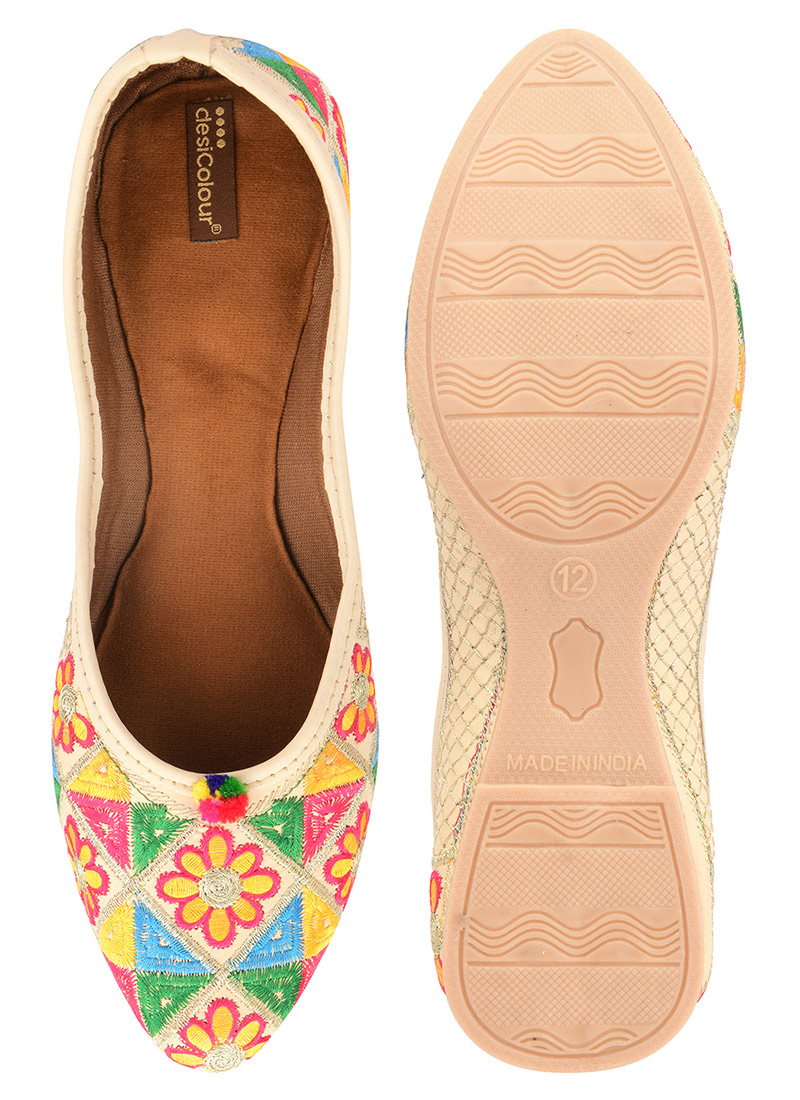 Multi Floral Womens Indian Ethnic Footwear