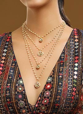 Multi Layer Golden Kundan Beads Necklace