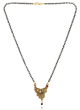 Multicolor Antique Gold Plated Long Traditional Mangalsutra