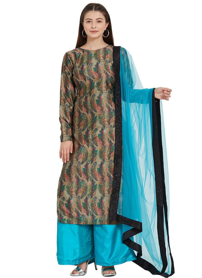 Multicolor Art Silk Palazzo Suit After Six Wear