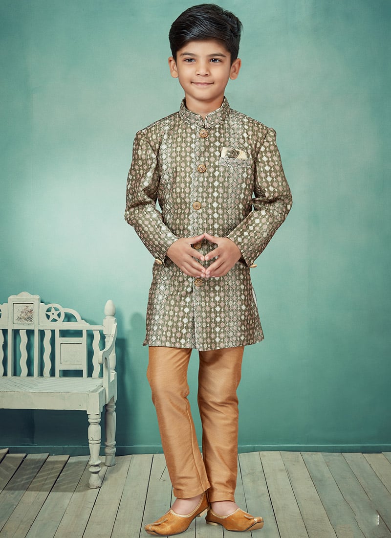 Multicolor Art Silk Printed Indowestern Sherwani