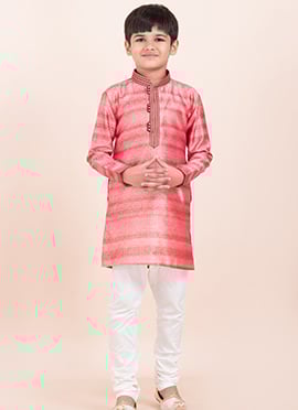 Multicolor Cotton Jacquard Kids Boys Kurta Pyjama