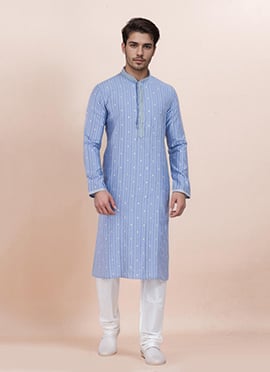 Multicolor Cotton Silk Jacquard Kuta Pyjama For Men