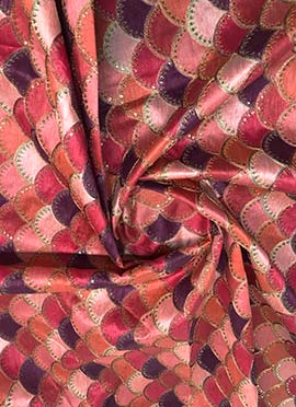 Multicolor Embroidered Art Silk Fabric