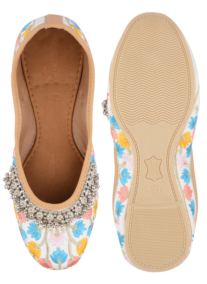 Multicolor Embroidered With Ghungroo Work Juti