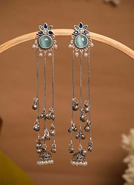 Multicolor Floral Ghungroo Chain Dangler Earrings