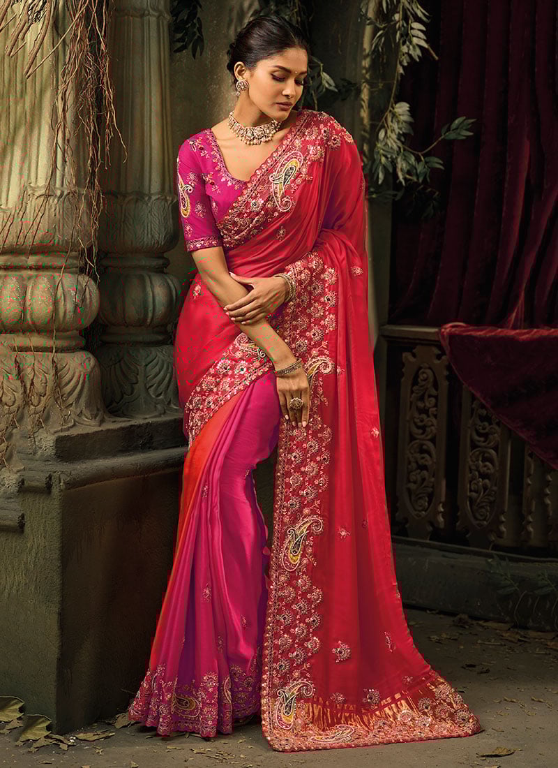 Multicolor Gajji Silk Zari Moti Saree Wedding Wear