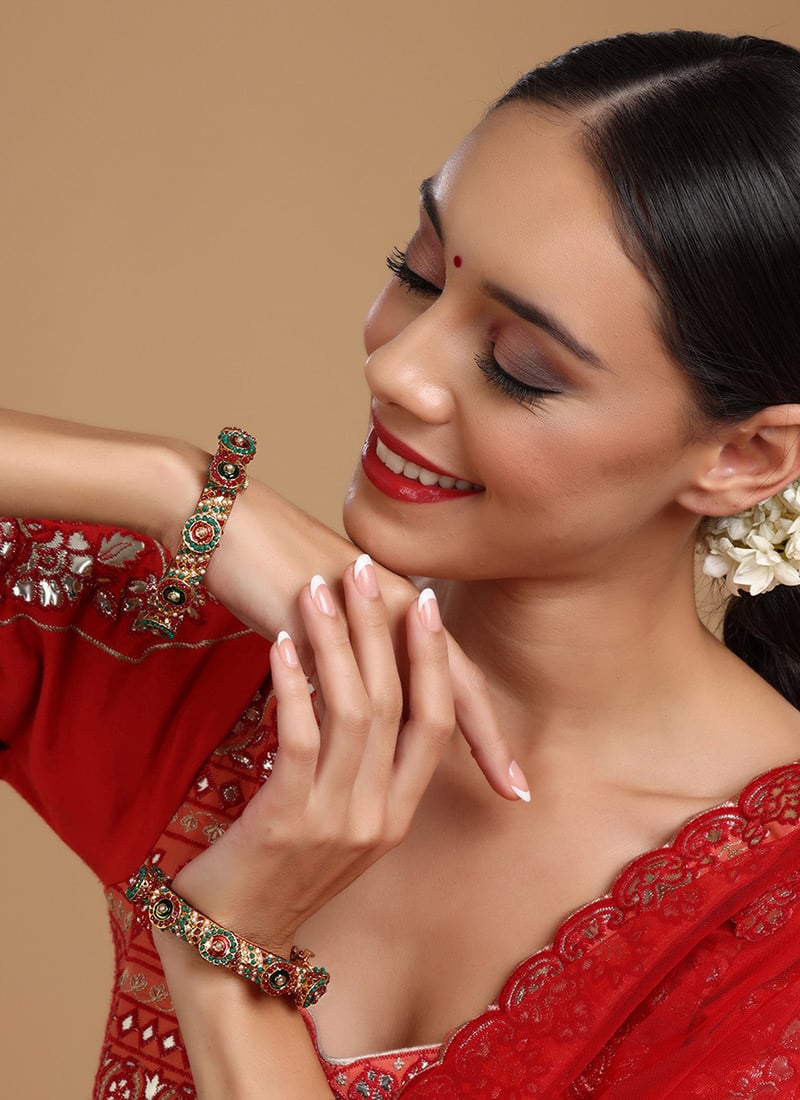 Multicolor Gold Plated Beads Hand Classy Rajwada Kada Wedding Wear