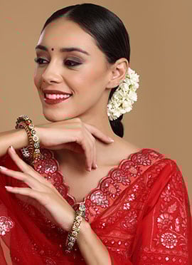 Multicolor Gold Plated Hand Crafted  Meenakari Kada