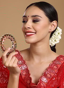 Multicolor Gold Plated Hand Crafted Meenakari And Pearl Work Kada