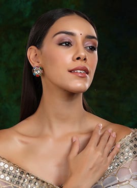 Multicolor Gold Plated With Kundan And Stone Work Studs