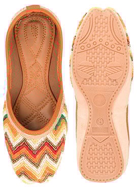 Multicolor Hand Embroidered Beads Work Juti