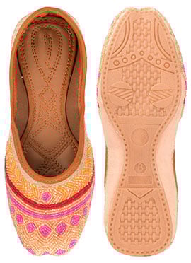 Multicolor Hand Embroidered Beads Work Juti