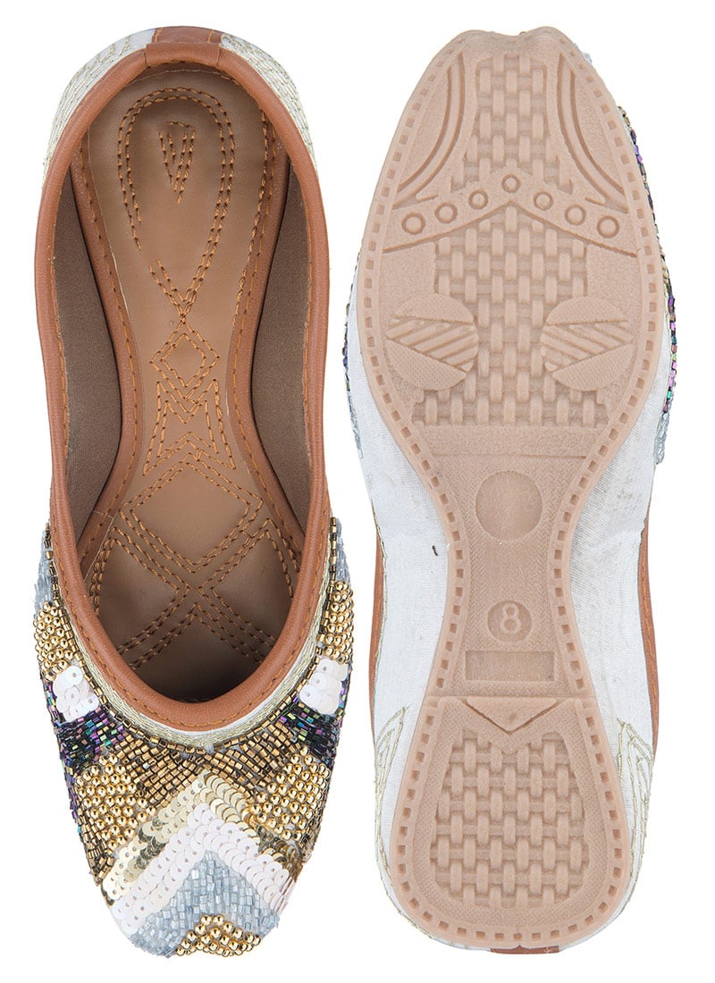 Multicolor Hand Embroidered Sequins Juti