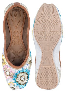 Multicolor Hand Embroidered Sequins With Mirror Work Juti