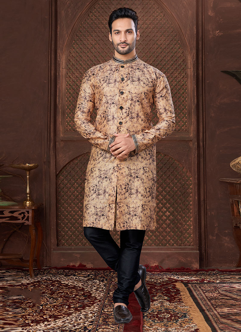 Multicolor Jacquard Silk Embroidered Digital Print Kurta Pyjama Festive Wear
