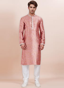 Multicolor Jacquard Silk Kuta Pyjama For Men