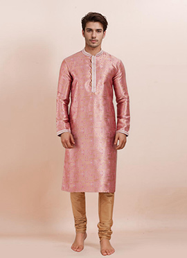 Multicolor Jacquard Silk Kuta Pyjama For Men