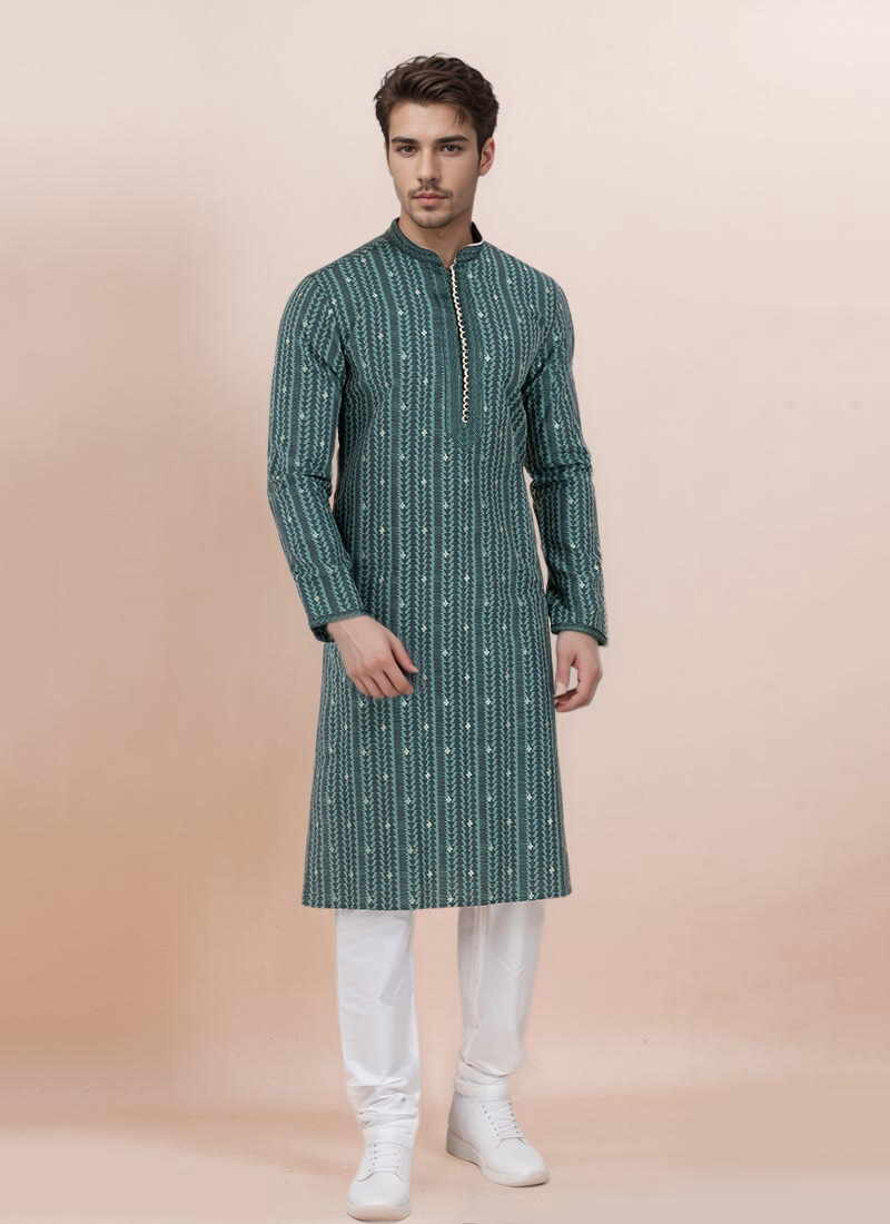Multicolor Jacquard Silk Kuta Pyjama For Men
