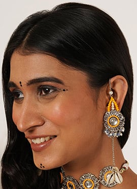 Multicolor Kundan And Beads Danglers