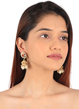 Multicolor Kundan And Beads Jhumka