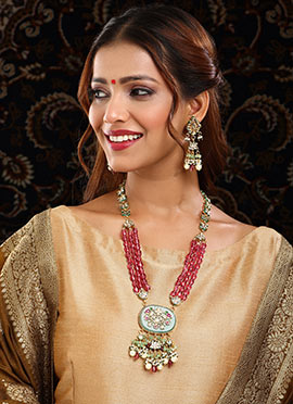Multicolor Kundan And Beads Necklace Set