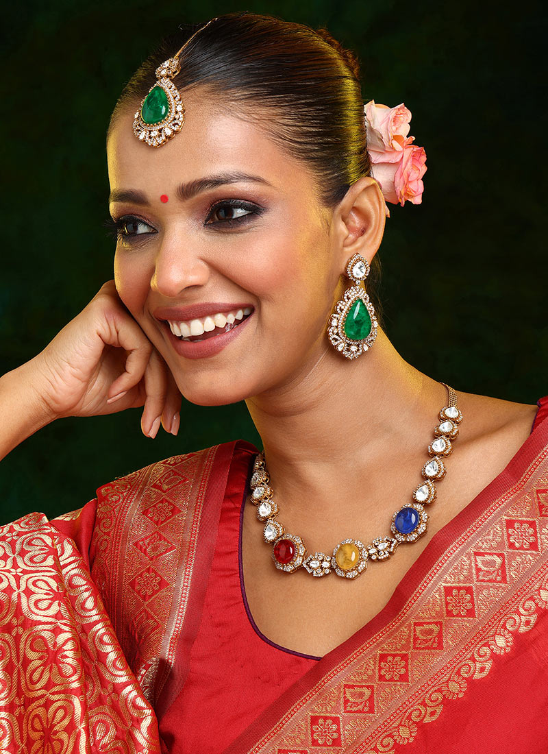 Multicolor Kundan And Stone Necklace Set Wedding Wear
