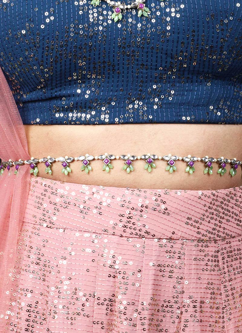 Multicolor Kundan Beads Saree Belt